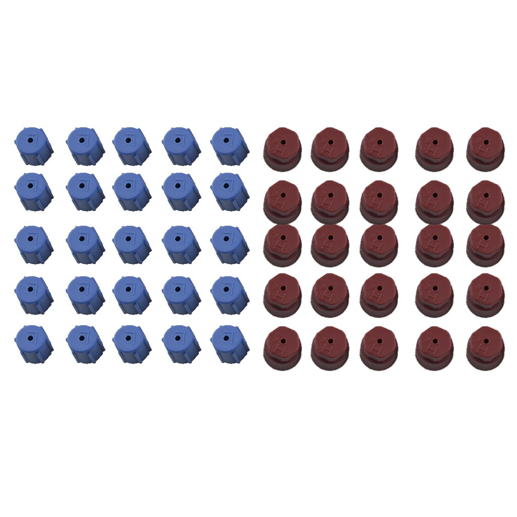50 Pieces AC A/C Charging Port Service s R134a R12 13mm &amp; 16mm AC Service Charging Port Red Blue