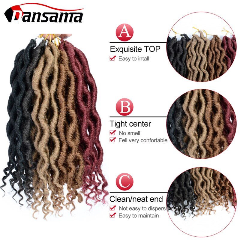 Dansama Godin Faux Locs Haak Hair Synthetisch Haar Gehaakte Vlechten Hair Extensions 12 Inch Blond Zwart Ombre Voor Vrouwen Mannen