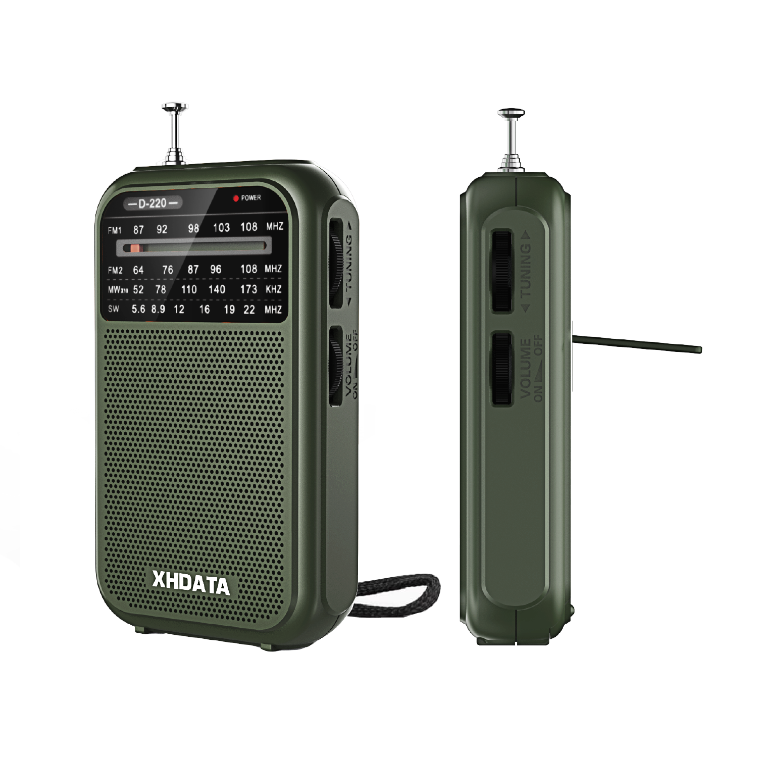 XHDATA D-220 Vintage Retro Radio FM 1-2/MW (9K/10K) /SW 4-pasmowe przenośne radio kieszonkowe o wysokiej czułości DSP Radio cyfrowe D220