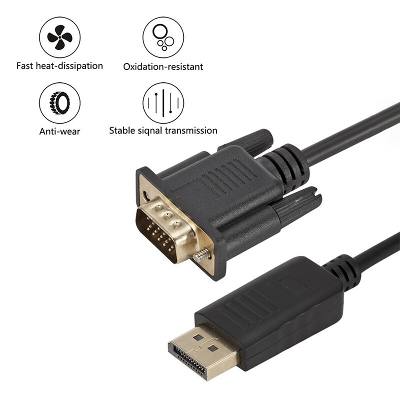 Dp to Vga Conversion Cable, 1080P Standard Dp Male to Vga Male Cable for Notebook Computers