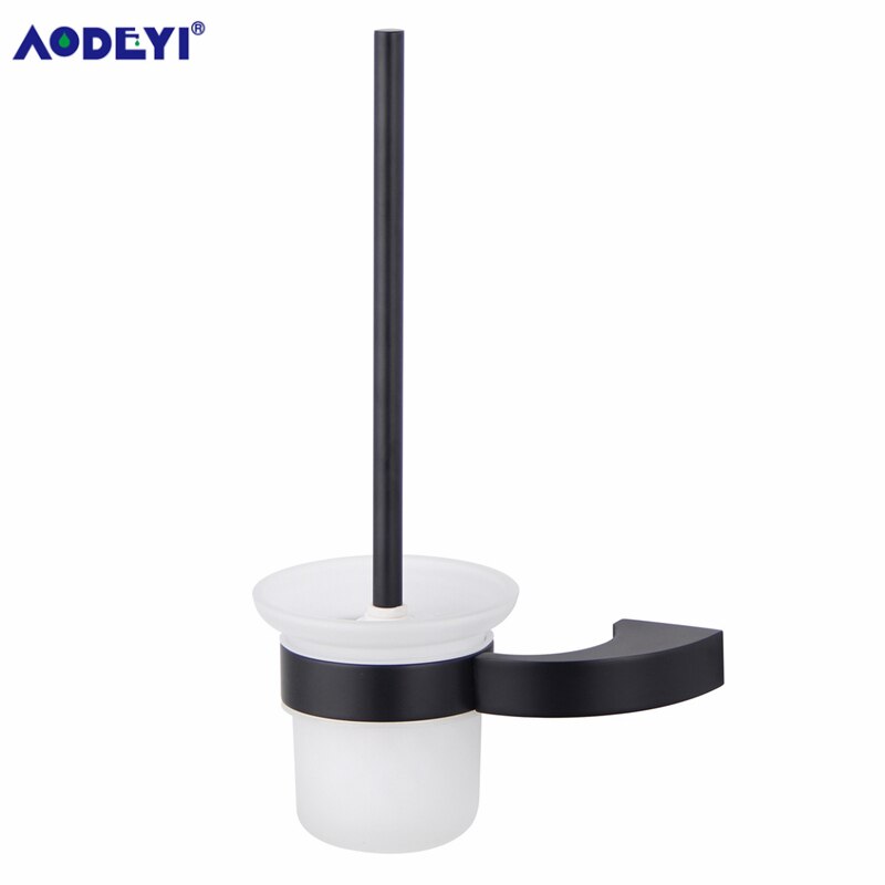 Aodeyi sort badeværelse tilbehør kappe krog håndklæde bar ring papirholder sæbeskål toiletbørste holder bad hardware sæt sæt: Toiletbørsteholder