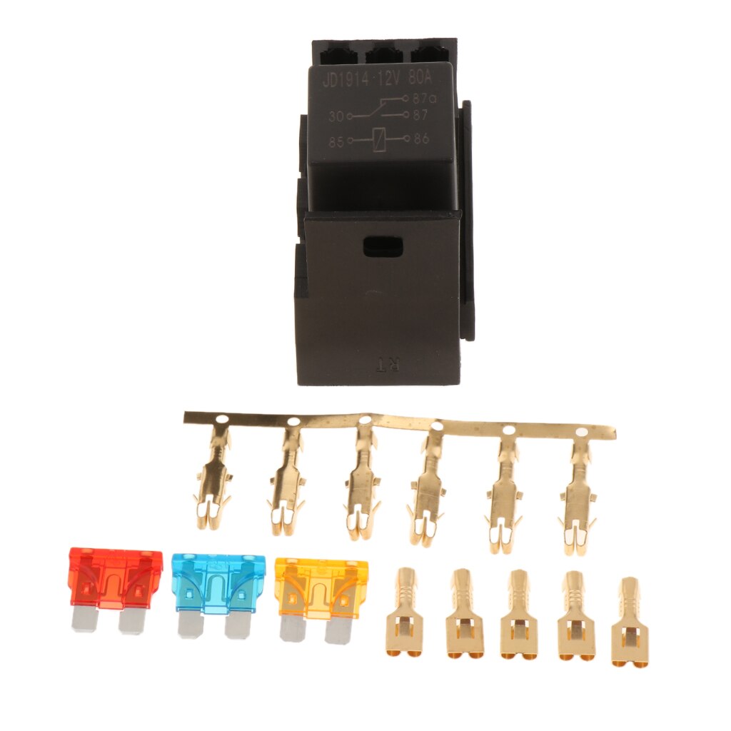 4-Slot Relay Box [1 Relays] [3 Blade Fuses] [Easy Installation] - Fuse Relay Box for Automotive and Marine Use