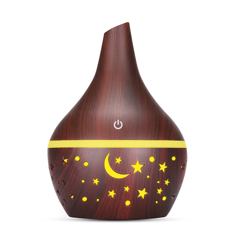 300ml wood grain aromatherapy essential oil diffuser 7 color Moon light ultrasonic cold fog Mini humidifier air purifier: Light Grey