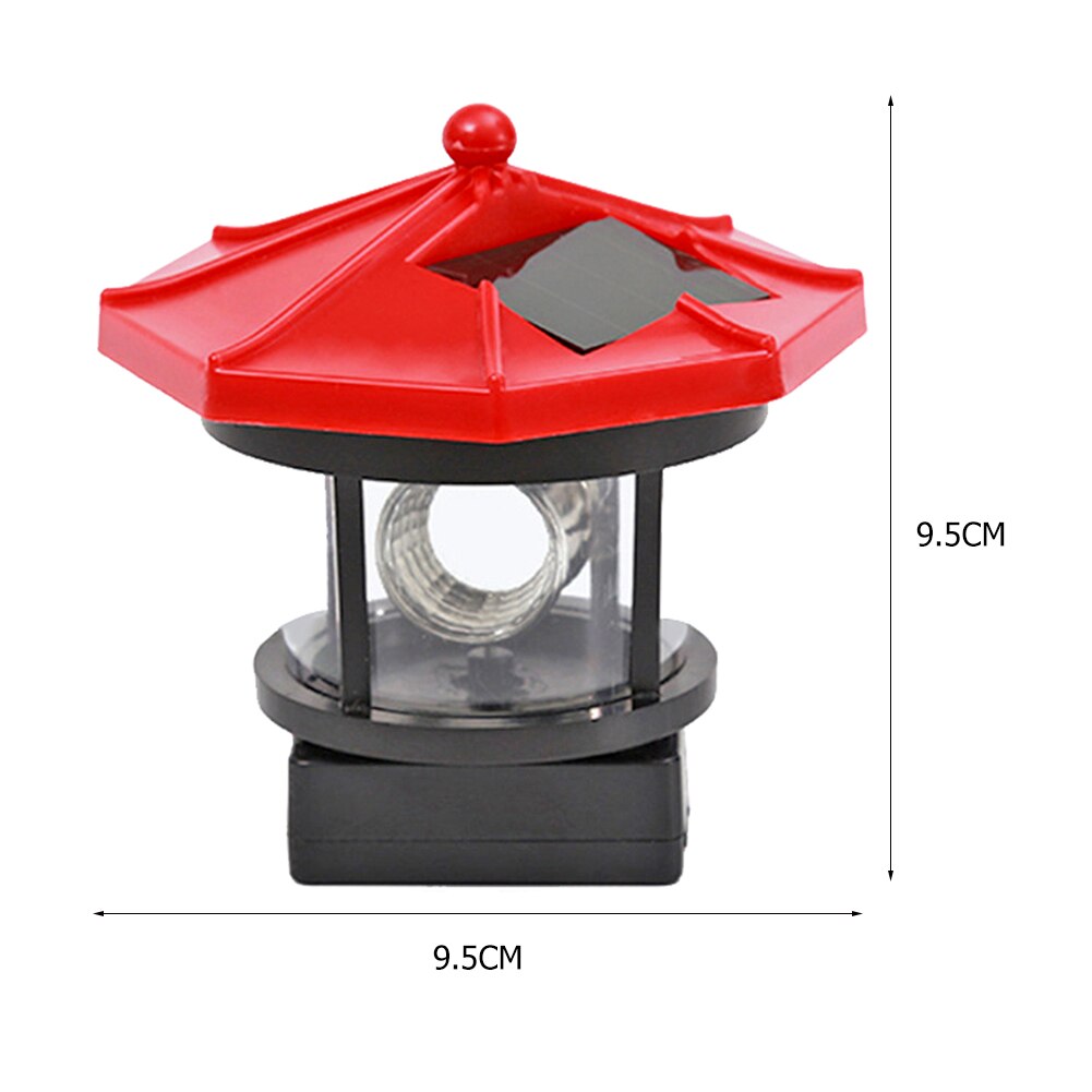Multi-funcional farol solar led luz quintal cerca decoração sensor beacon rotativo ferramenta de iluminação jardim quintal lâmpada do gramado: Red B