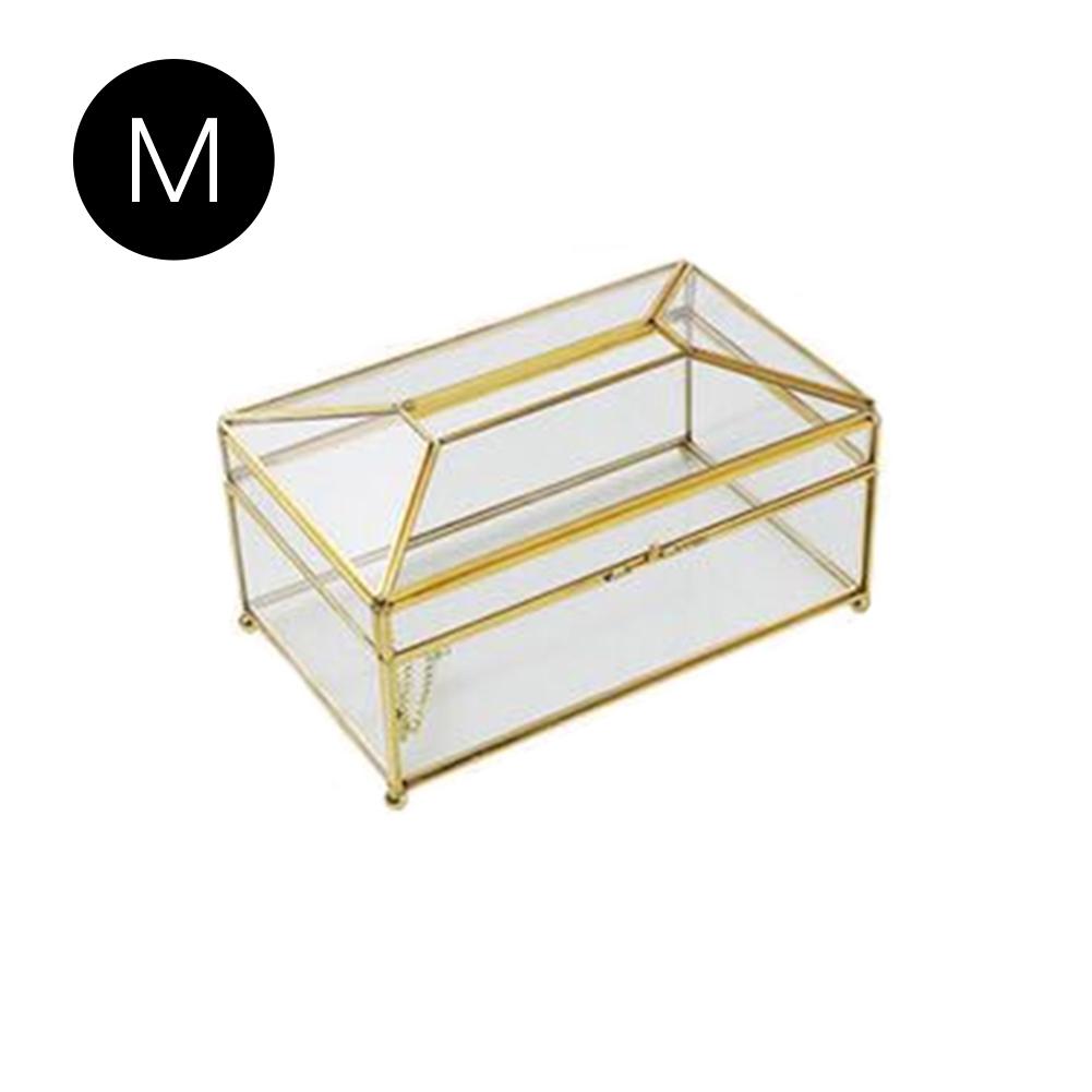 European Gold Glass Luxury Tissue Box Home Living Room Makeup Tissue Storage Box With Mirror Cover Napkin Holder Box: A