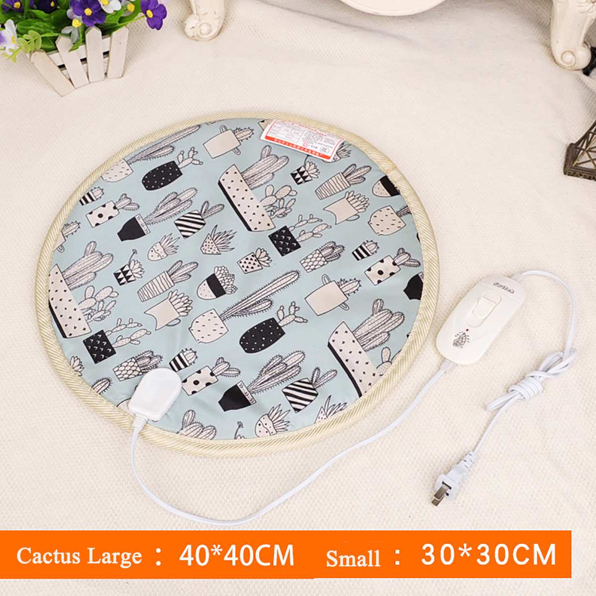 15w/20w elektrisk varmepude tæppe kæledyrsmåtte seng kat hund vintervarmer pad hjemmekontorstol opvarmet måtte justerbar 30 x 30/40 x 40cm: Kaktus / 30 x 30cm