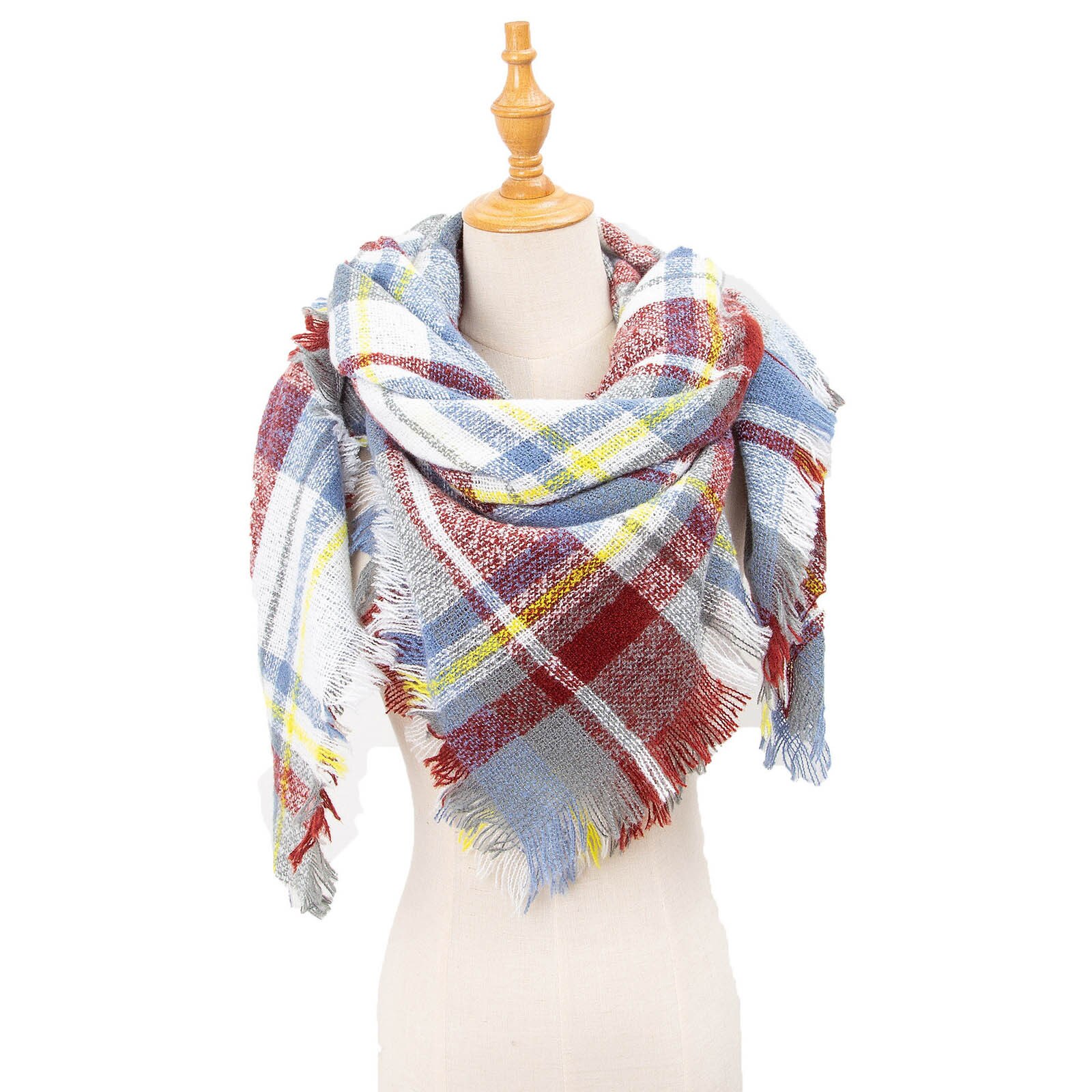 Womens Warm Long Shawl Wraps Large Scarves Knit Cashmere Tassel Plaid Scarf winter hijab scarf: GY