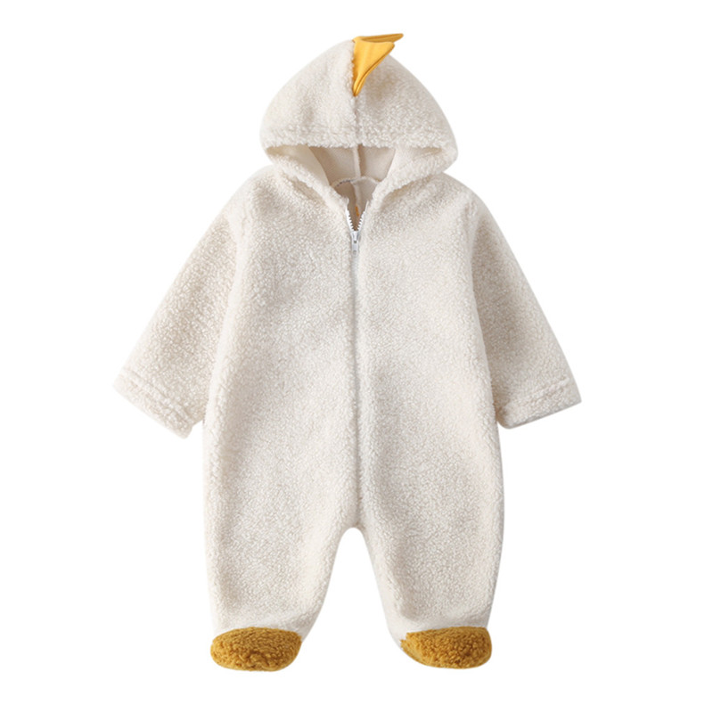 Baby Winter Jumpsuit Baby Baby Jongens Meisjes Cartoon Dinosaurus Fleece Hoodie Romper Kleding Jumpsuit #4D03: Beige / 12m