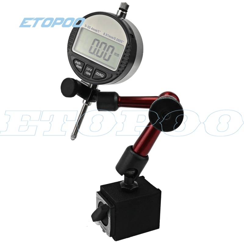 Digital Dial Indicator 0-12.7Mm/0.5'' 0-25.4Mm 0.01Mm with Mini Magnetic Base Holder Gauge Caliper Measuring Tools