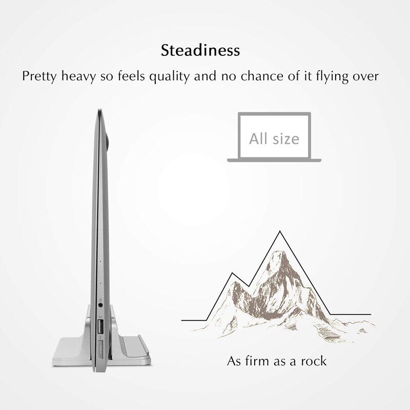 Vertical Laptop Stand, Aluminum Laptop Holder with Adjustable Dock Size Compatible for /Surface/Lenovo/Dell/Gaming Laptop