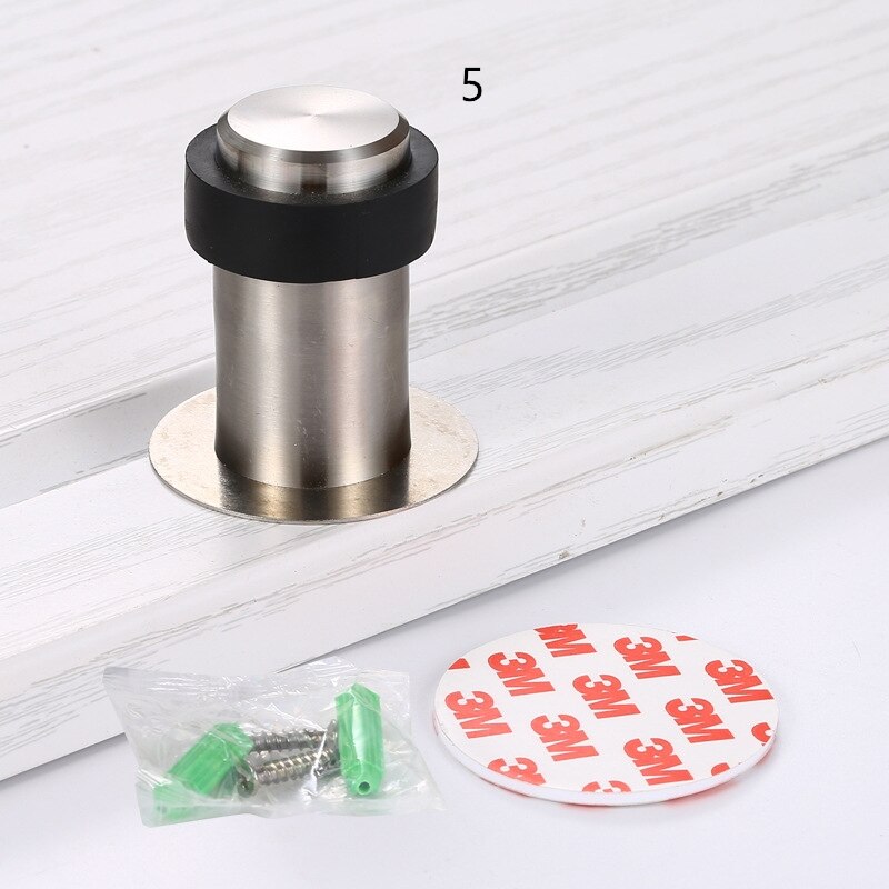 1pc Rubber Anti-collision Door Stopper Stainless Steel Round Resistance Home Door Floor Wall Protector Door Catcher Stops: 5