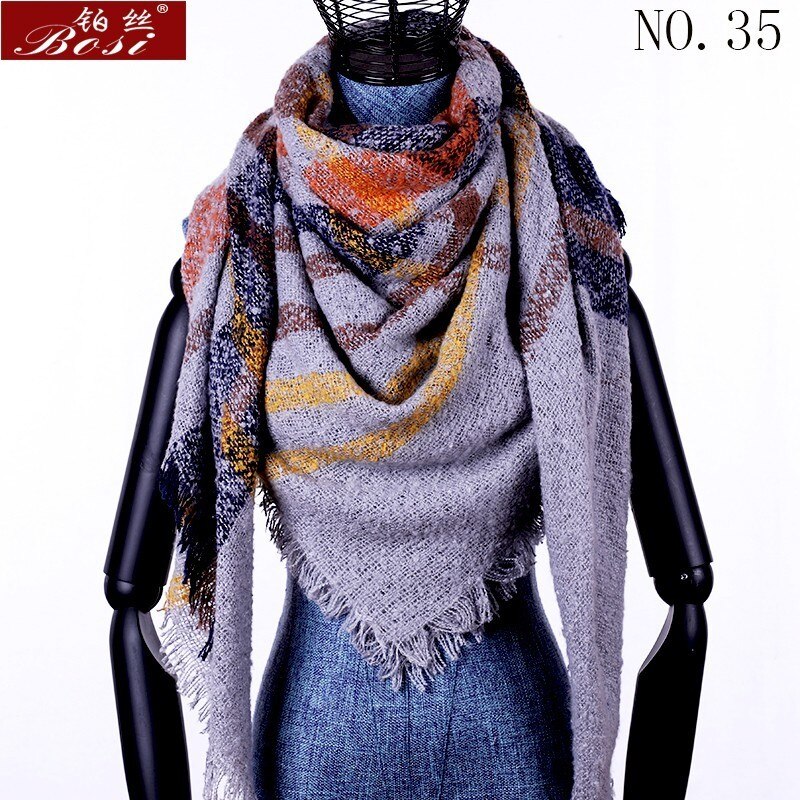Winter Kasjmier Plaid Sjaal Sjaal Vrouw Poncho Driehoek Luxe Bandana Pashmina Wrap Grote Stola Luxe