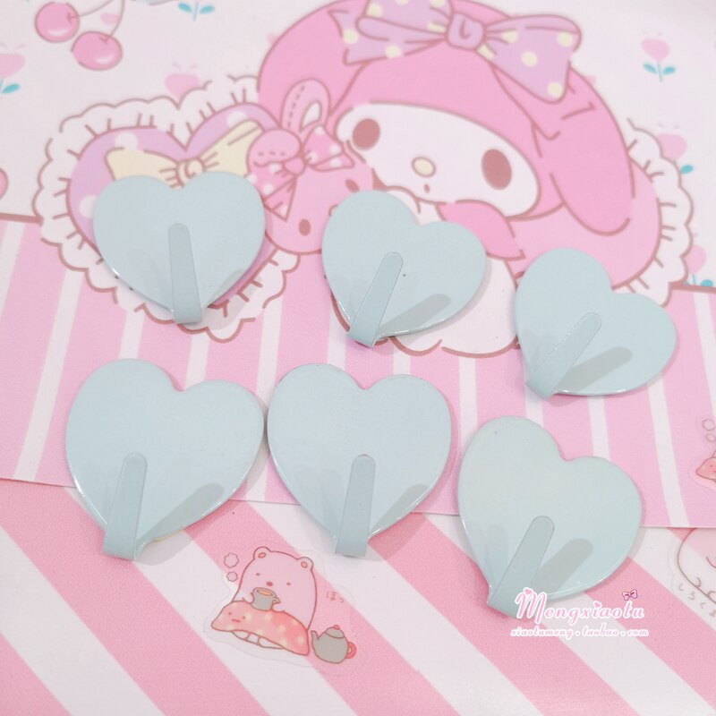 5 Stks/partij Creatieve Metalen Leuke Hartvormige Haak Sterke Zelfklevende Plakken Muur Lager Keuken Haak Geen Spoor Na Plakken deur Haak