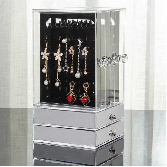 boucle d'oreille bijoux boîte de rangement maison bureau boucles d'oreilles bijoux collier étagère de rangement multicouche boîte à bijoux porte-bijoux: K