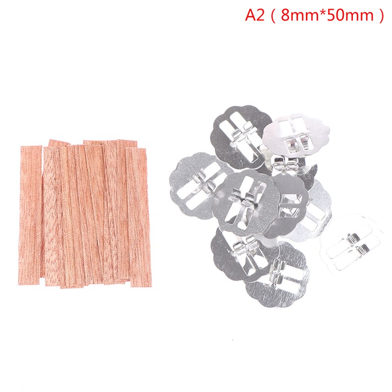 10Pcs 8Mm 10Mm 15Mm Houten Kaarsen Wieken Met Onderhouder Tab Lont Core Diy Kaars Maken Levert parffin Wax Accessoires: 2