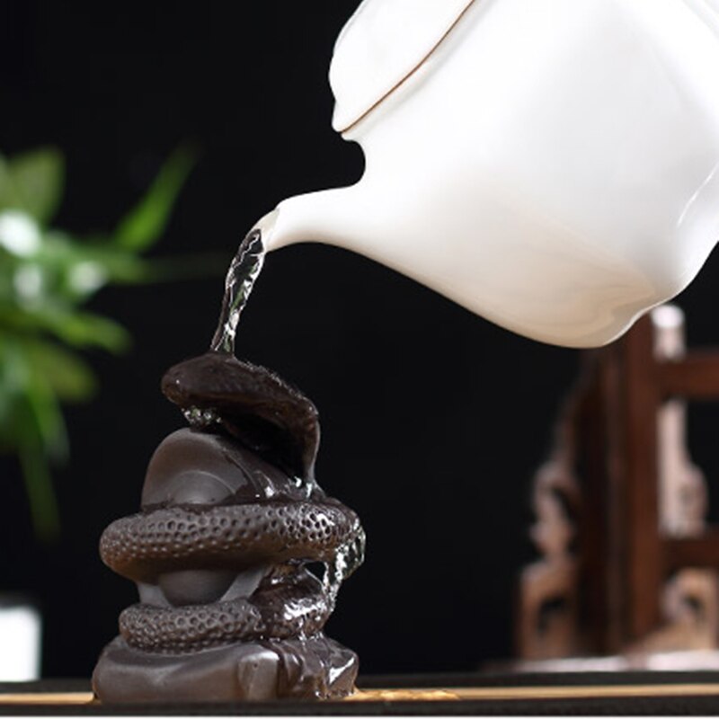 Thé noir animal serpent Statue Yixing chinois Kung Fu service à thé accessoires Boutique décoration artisanat chance décor Statue d'anniversaire