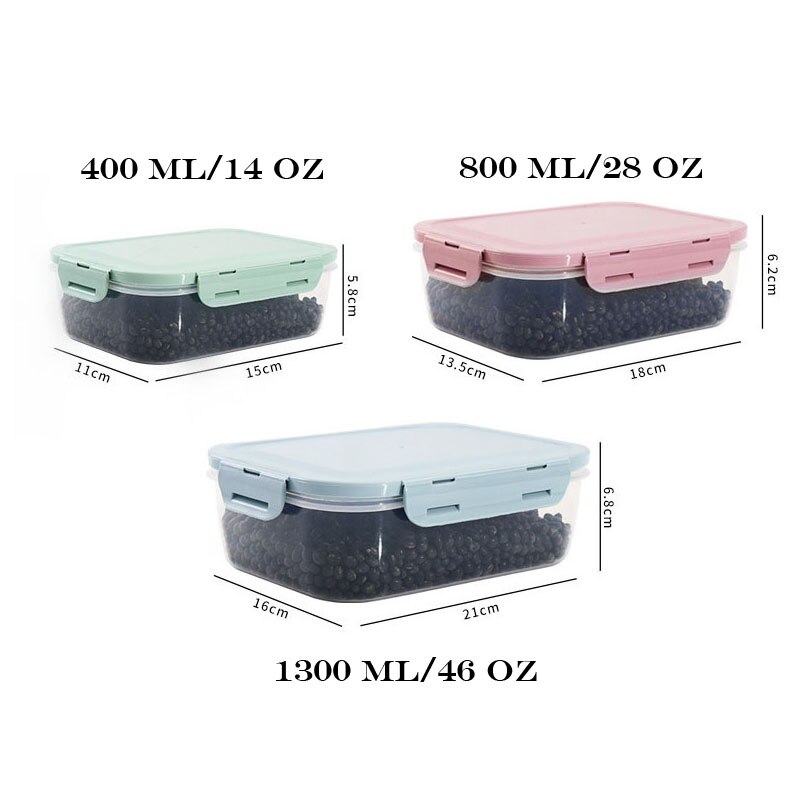 Food Storage Container with Lids Plastic Food Containers Lunch Box Refrigerator Airtight Leak Proof Easy Snap Lock PP H2005