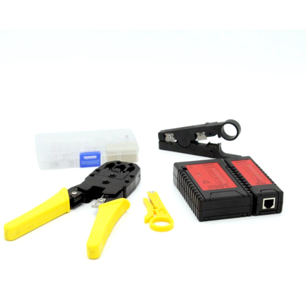 3 in 1 Network Cable Tester Set LAN Tester RJ45 Measurable Diagnose Finder Wire Test with RJ11 Plug Crimping Tool Wire Stripper