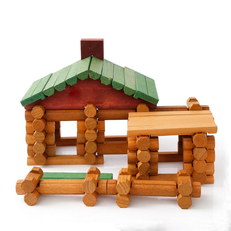 90 stk lincoln træ værelse skov log sæt samler legetøj skov gård huse model mursten blokke til børn