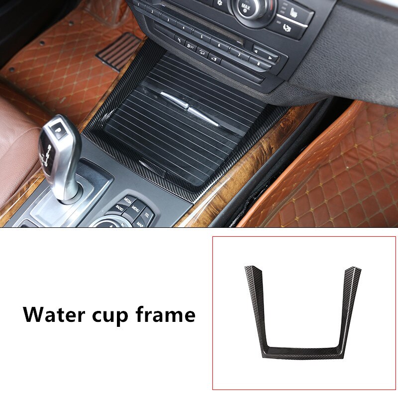 Consola Central Soporte para vasos cubierta de marco decorativo embellecedor para BMW X5 E70 accesorios interiores de Color de fibra de carbono: water cup