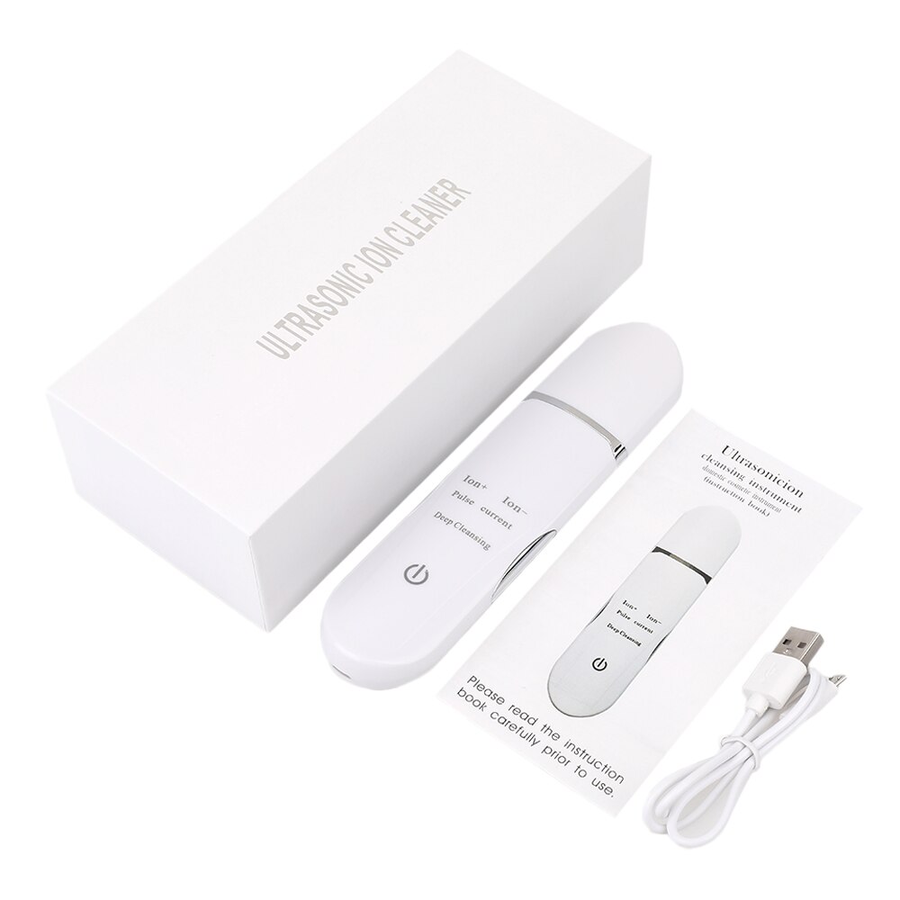 Ion - Import and Ion + Export Ultrasonic Skin Scrubber EMS Peeling Shovel Facial Pore Cleaner Face Skin Scrubber Lift Machine: Boxed