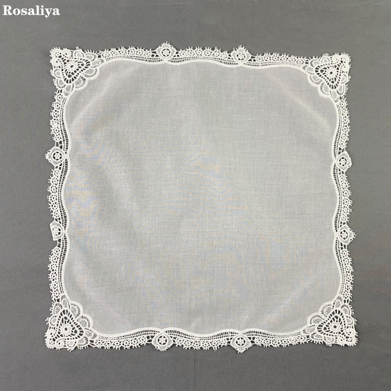 Dames mouchoir blanc doux 100% coton mouchoir de mariage brodé dentelle au crochet pour les Hankies de mariée: Default Title