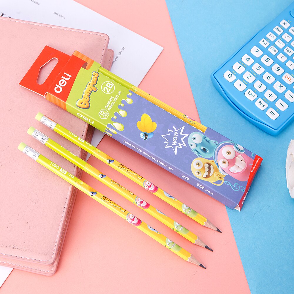 Deli Graphite Pencils for School 1 Box(12PCS) HB/2B Student Pencil Drawing Pencil Set Pencils for Kids EU52000 EU52200