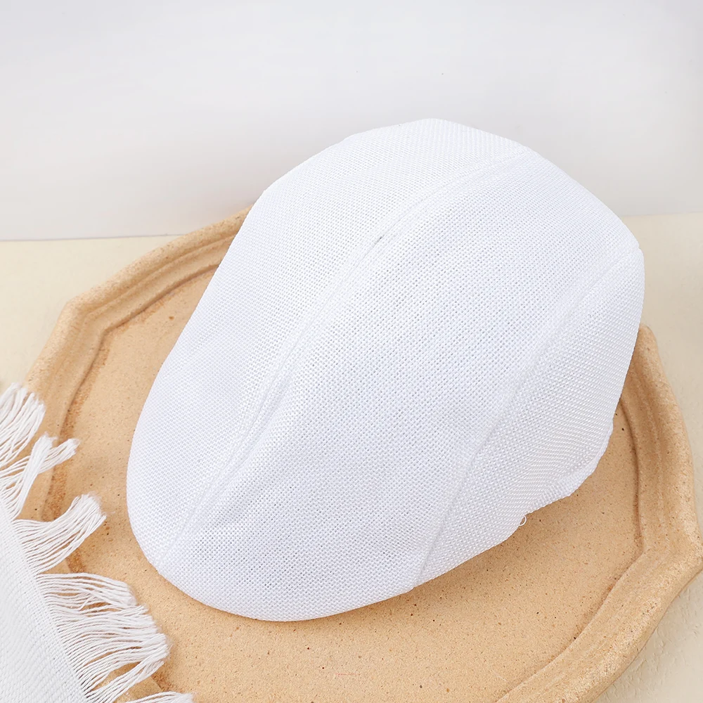 Męskie berety wiosenne i letnie beret w stylu brytyjskim retro Anglia Kapelusze Męskie modne czapki Czapki z daszkiem dla taty: BIAŁY