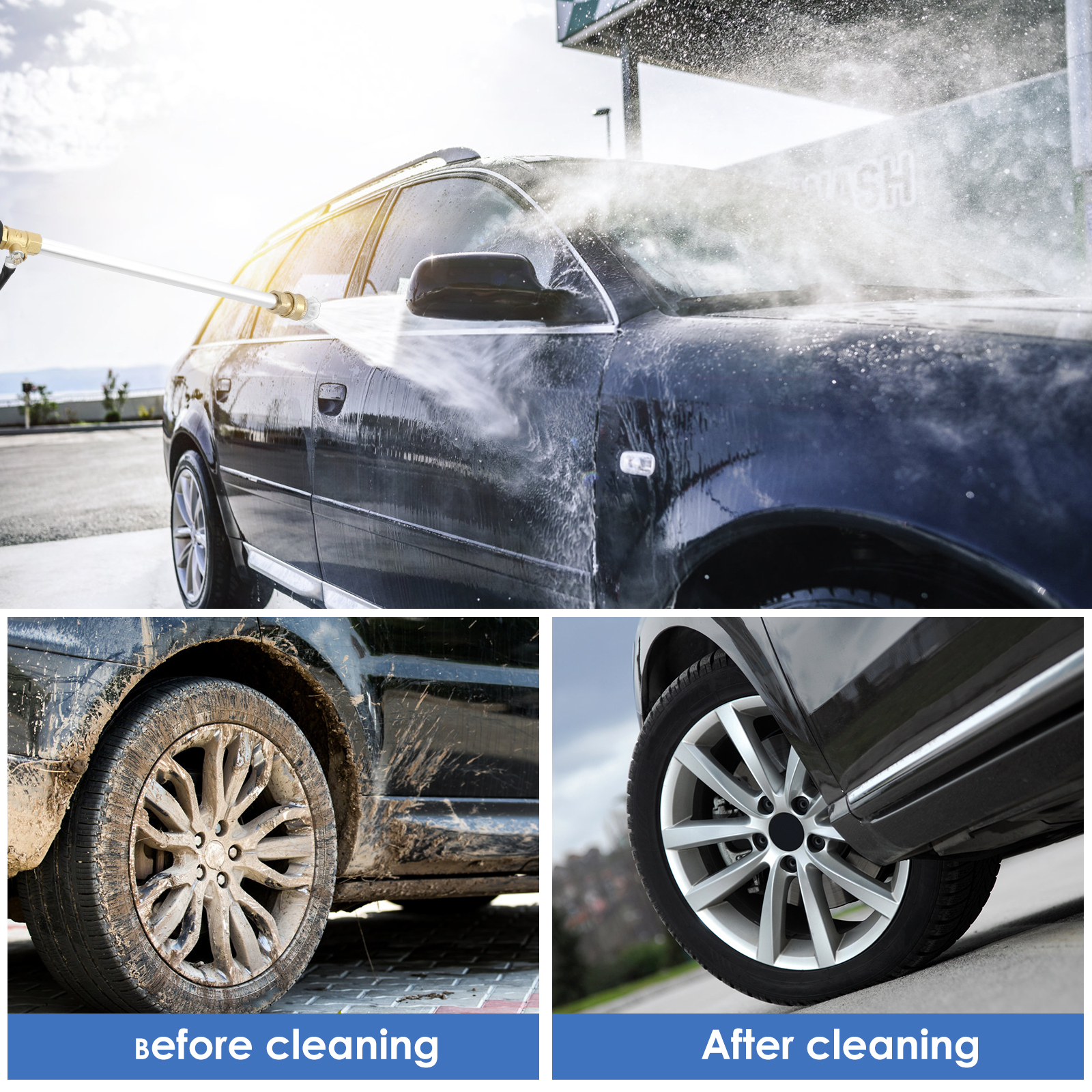 Pressure Washer Wand Heavy-Duty Metal Jet High-Pressure Washer Tools with 2 Nozzles Multipurpose Wash Accessories for Car Garden