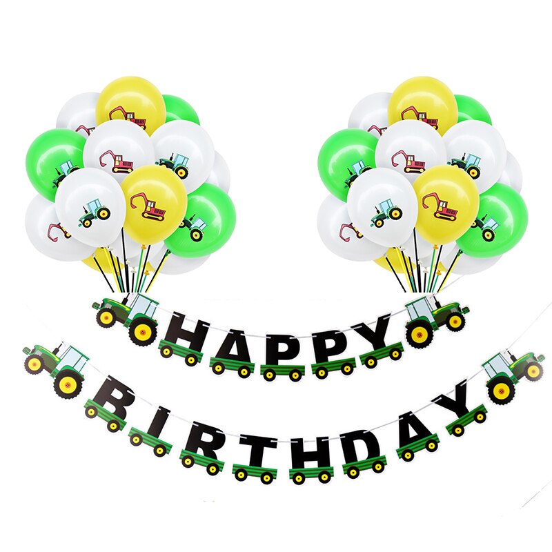 Conjunto de cartel de feliz cumpleaños para niños, Set de decoración de cumpleaños, avión, barco, transportador, guirnaldas de pancarta, globo, Temática de tráfico