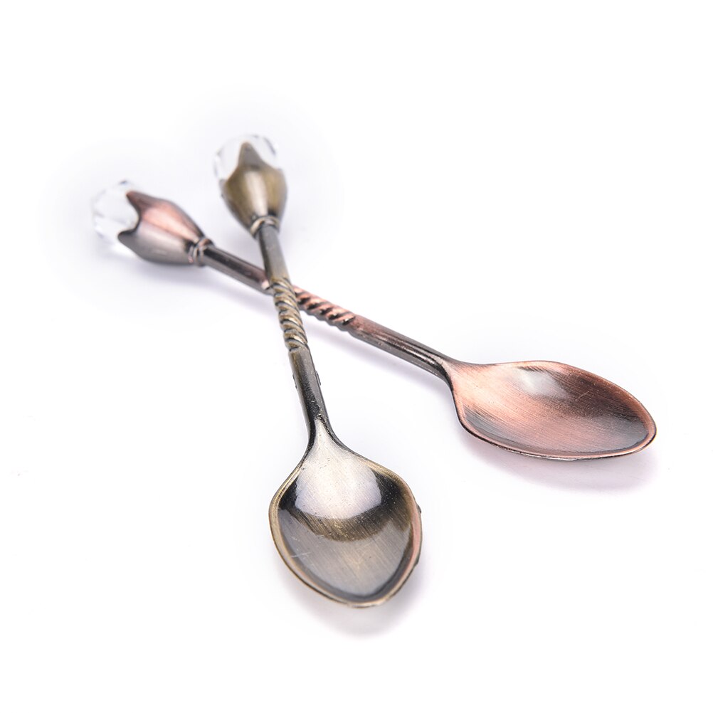 1PC Long Handled Stainless Steel Dessert Ice Cream Tea Coffee Spoon Cute Diamond Shapes Flatware Sets Mini Honey Dipper Mixer