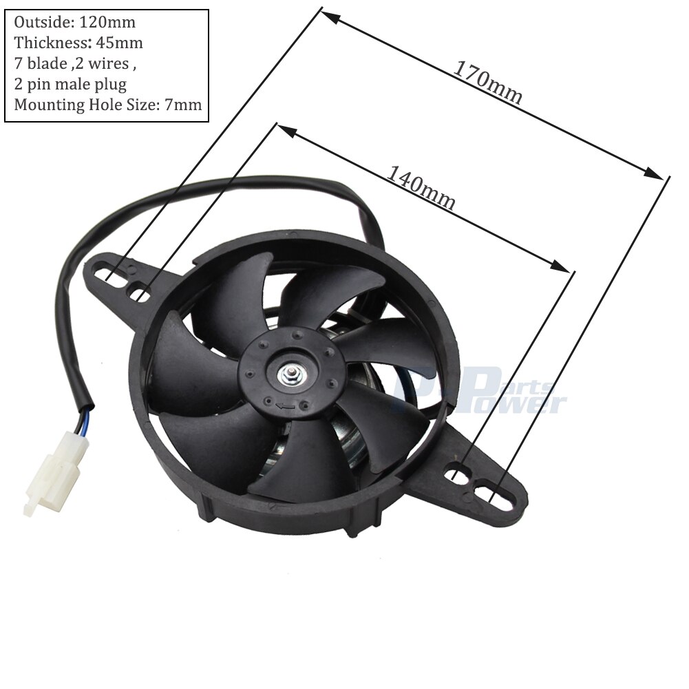 Ventilateur thermoélectrique de refroidissement de radiateur, 120mm pour 150cc 200cc 250cc PIT Bike Quad Dirt Bike ATV Dune Buggy
