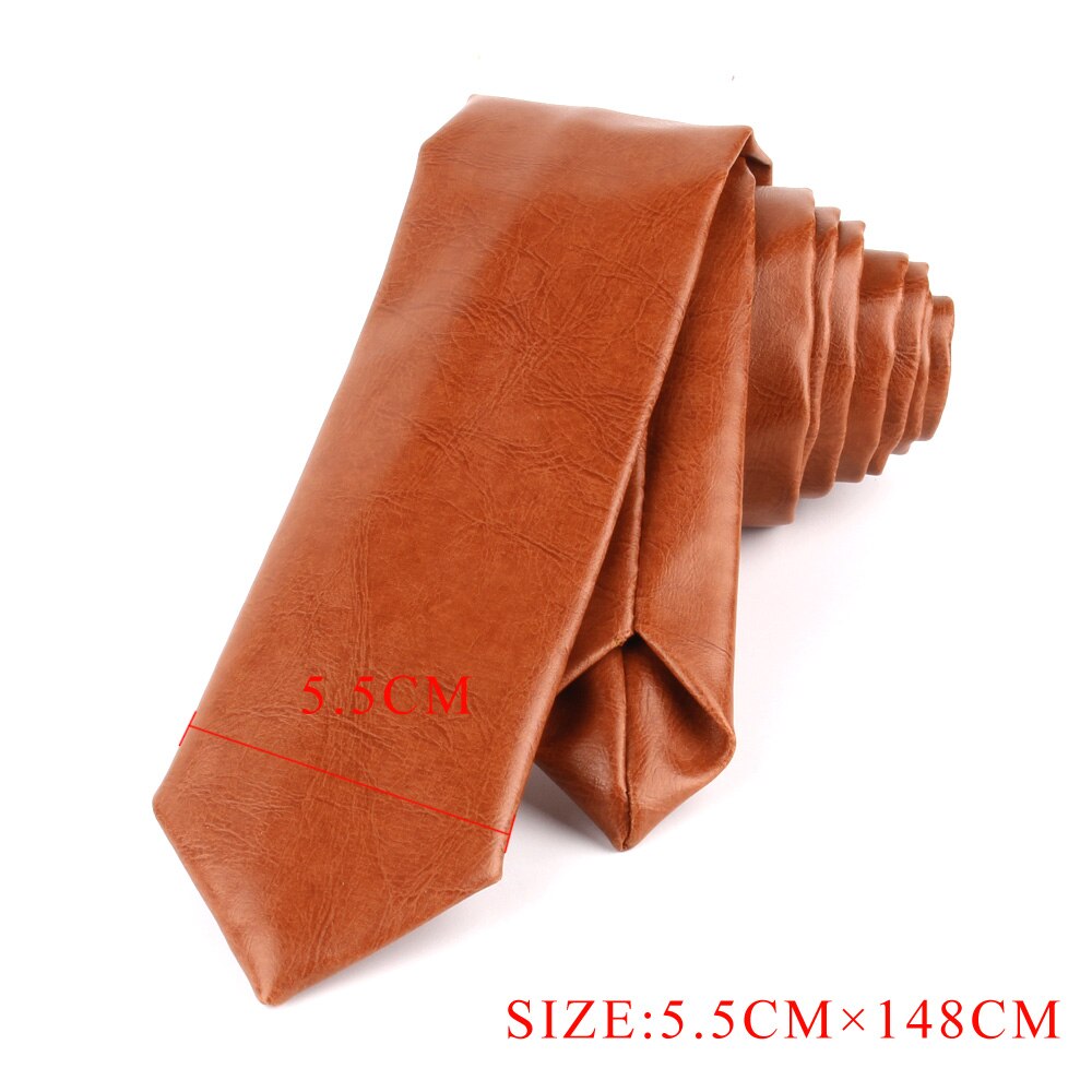 Nuevas corbatas de cuero PU para hombres, corbatas casuales de PU, corbata de sólida para hombre, corbata para traje de boda negocios