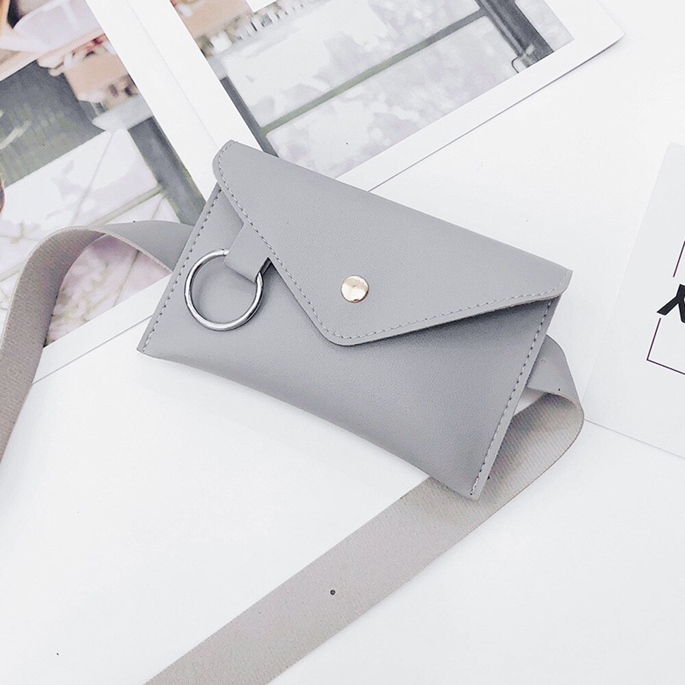 Fanny Pack Frauen Gürtel Tasche Leder Taille Tasche frauen Reine Farbe Ring PU Messenger Schulter Brust pochete homem: Grau