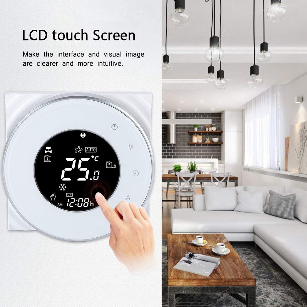 Smart Electric Heating Thermostat with Touchscreen LCD Display Weekly Programmable Room Temperature Controller 16A 95~240V GB