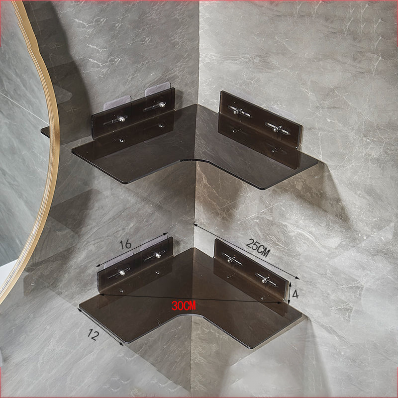 Estantería flotante de esquina de acrílico para baño, estantería protectora para artículos de cosmética, estante de almacenamiento transparente para colgar en la pared de la cocina: Gris oscuro