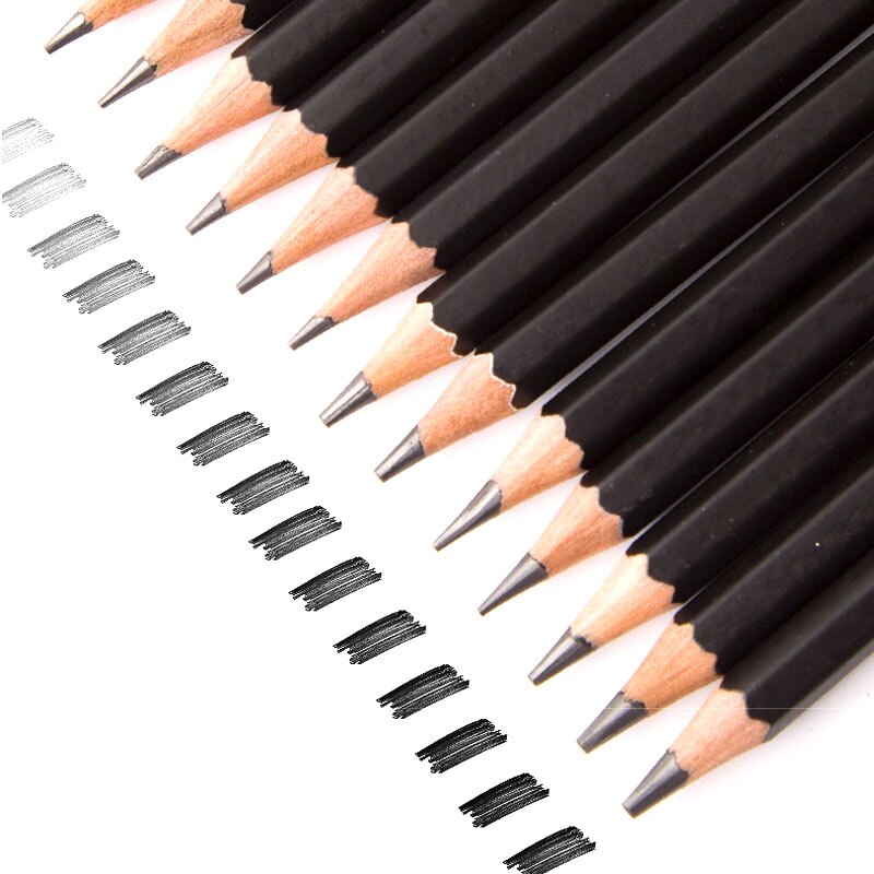 12PCS/Box Sketch Pencil Set Student Art Drawing Sketch Pencil 2H/H/F/HB/B/2B/3B/4B/5B/6B/7B/8B/Multi-Specification Set