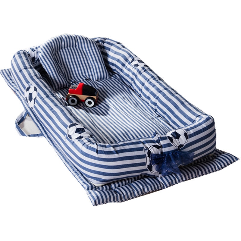 Baby Kinderbox Bed Baby Wieg Pasgeborenen Reizen Babybedjes Gestreepte Gedrukt Kind Lounger Opvouwbare Draagbare Kinderen Katoen Cradle Kid