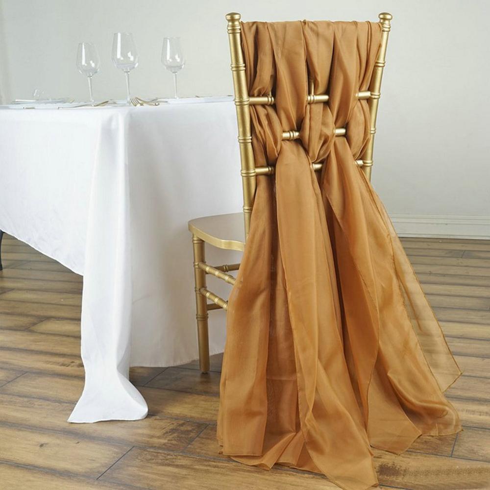 Fancy Chiffon Chair Sashes for Weddings Events Party Decoration Bridal Baby Shower Chair Sash Tulle Chair Tutu Skirt: golden