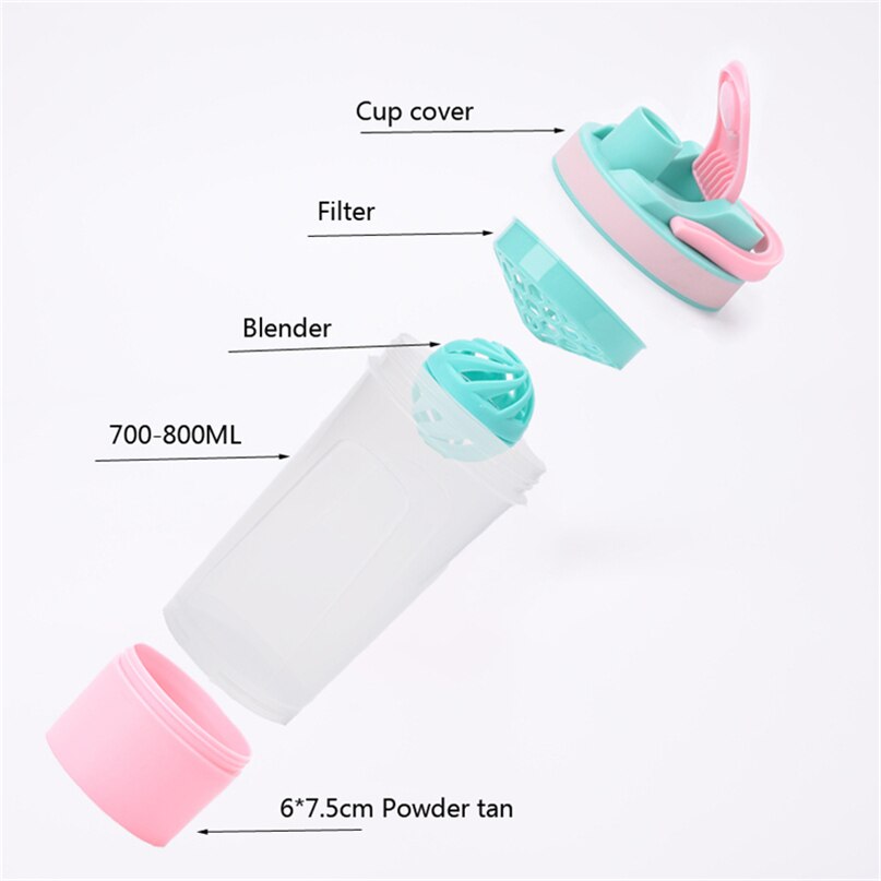 Girls Whey Protein Water Bottle With Shaker Ball Sports Shaker Bottle Eco-friendly Shaker Protein Fitness Hiking Traveling