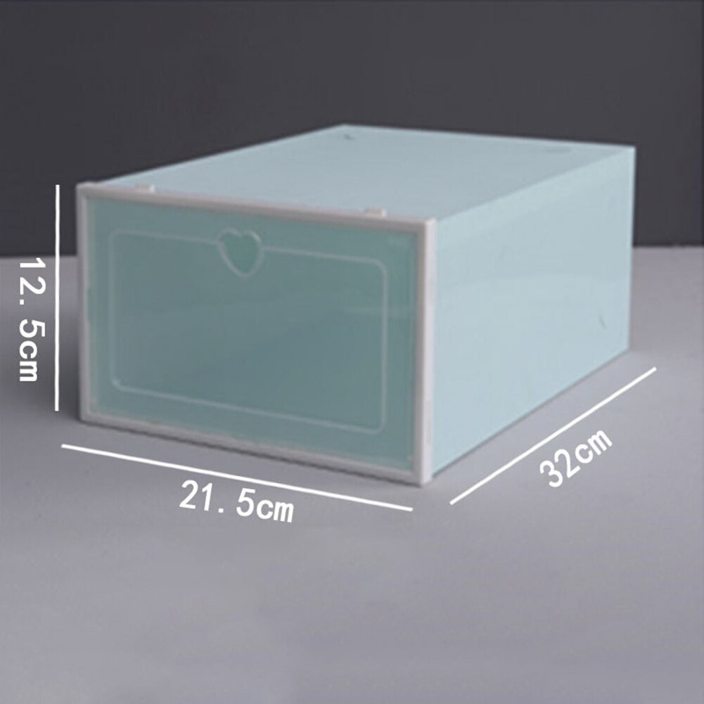 1pc Transparent shoe box storage shoe boxes thickened dustproof shoes organizer box can be superimposed combination shoe cabinet: Green