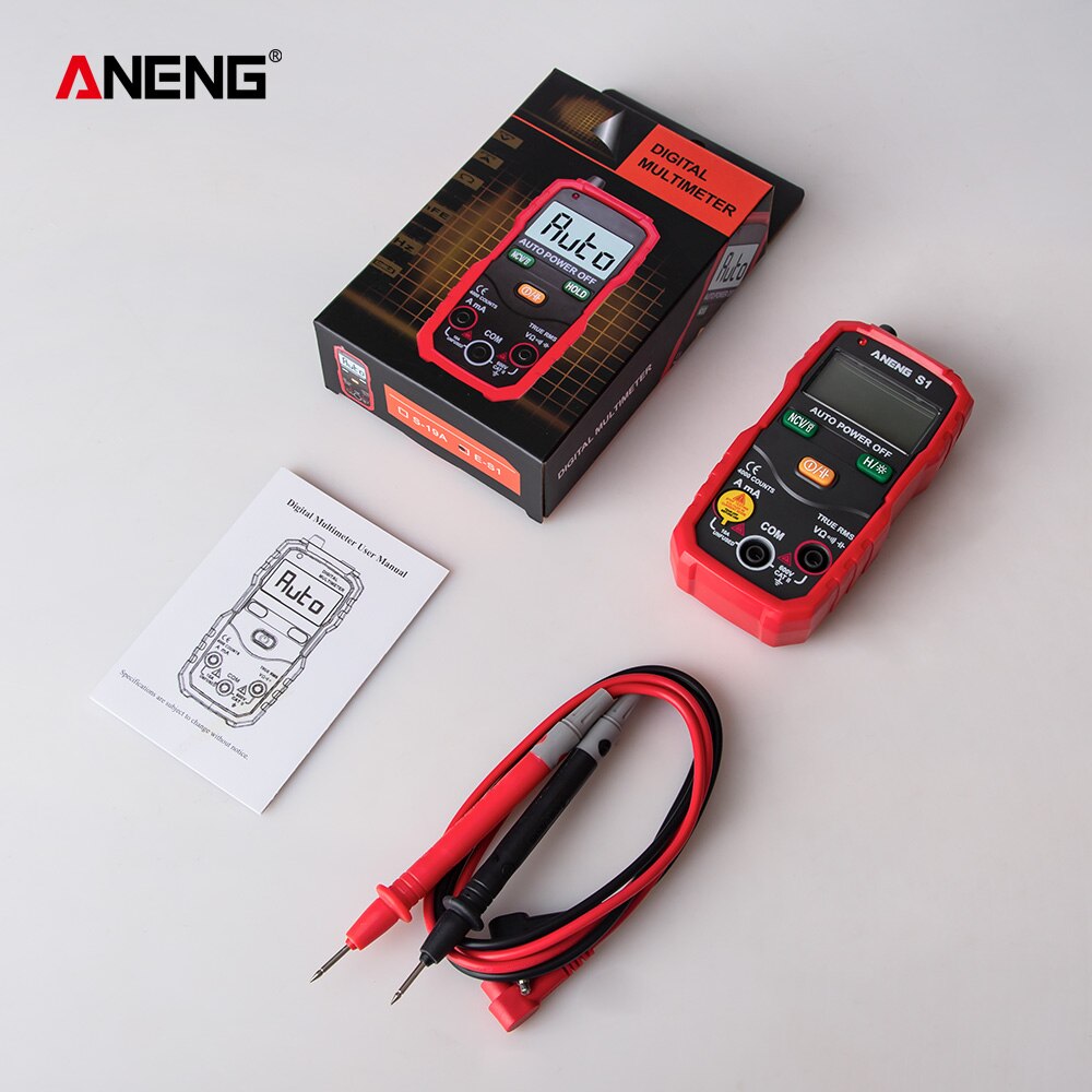 Aneng  s1 4000 teller digital ac/dc spenning strøm multimeter sann rms auto rekkevidde lcd automatisk multimetro tester: Rød