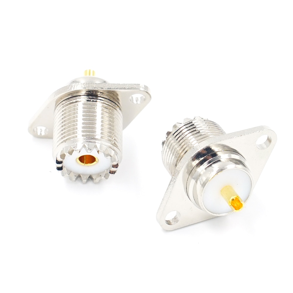 1Pcs SL16 UHF SO239 female 2 hole Female Jack with rhombic flange soldering panel RF connector socket female antenna connector