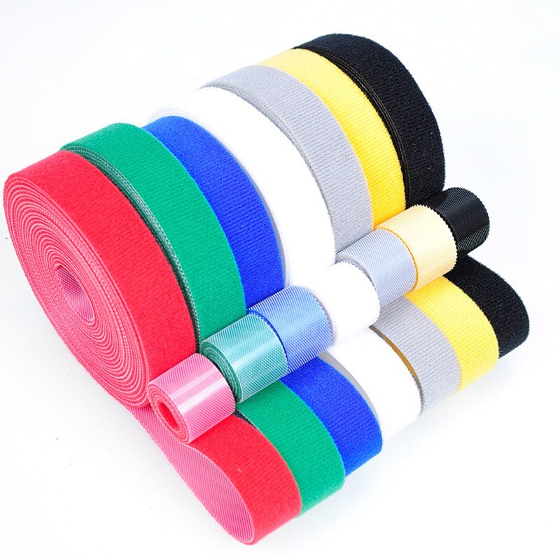 5 metros de Nylon velcro adhesivo con Cinta ajustable magia ganchos Lazos de Cable Clip de lazos Línea alámbrica acabado Velcroing Correa adhesiva cinta