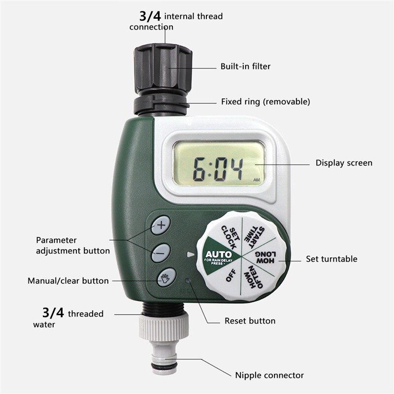 Auto LCD Display Faucet Timer Garden Irrigation Timer Electronic Home Garden Ball Valve Water Timer Irrigation Controller