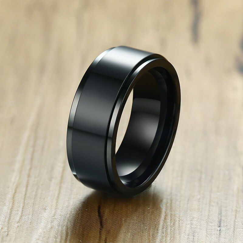 Vnox- Bague Spinner 6/8mm pour Homme, Accessoire Anti-Stress, Alliance Classique en Acier Inoxydable, Bijoux de Sport Rune Viking Décontractés