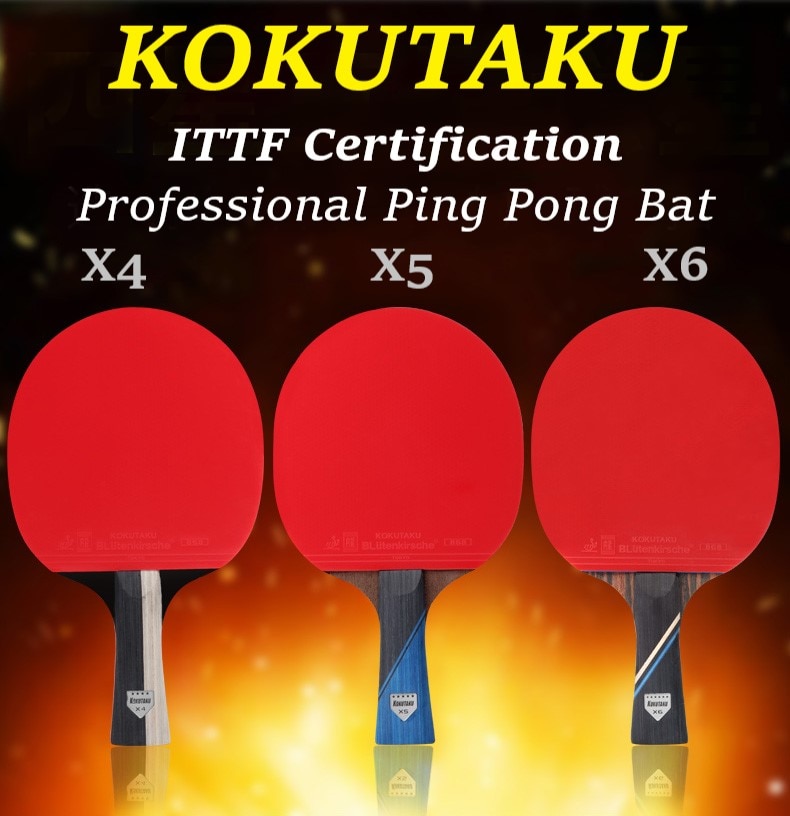 Raqueta de tenis de mesa con certificación ITTF, 2 uds, KOKUTAKU X4 X5 X6, raqueta de Ping Pong, pala de carbono, espinillas de goma