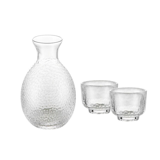 Japansk sake sæt hammermønster glas guldkantet kop vin varmere koreansk soju kop tequila pot whisky kop indenlandske vin sæt: 1 gryde 2 kop