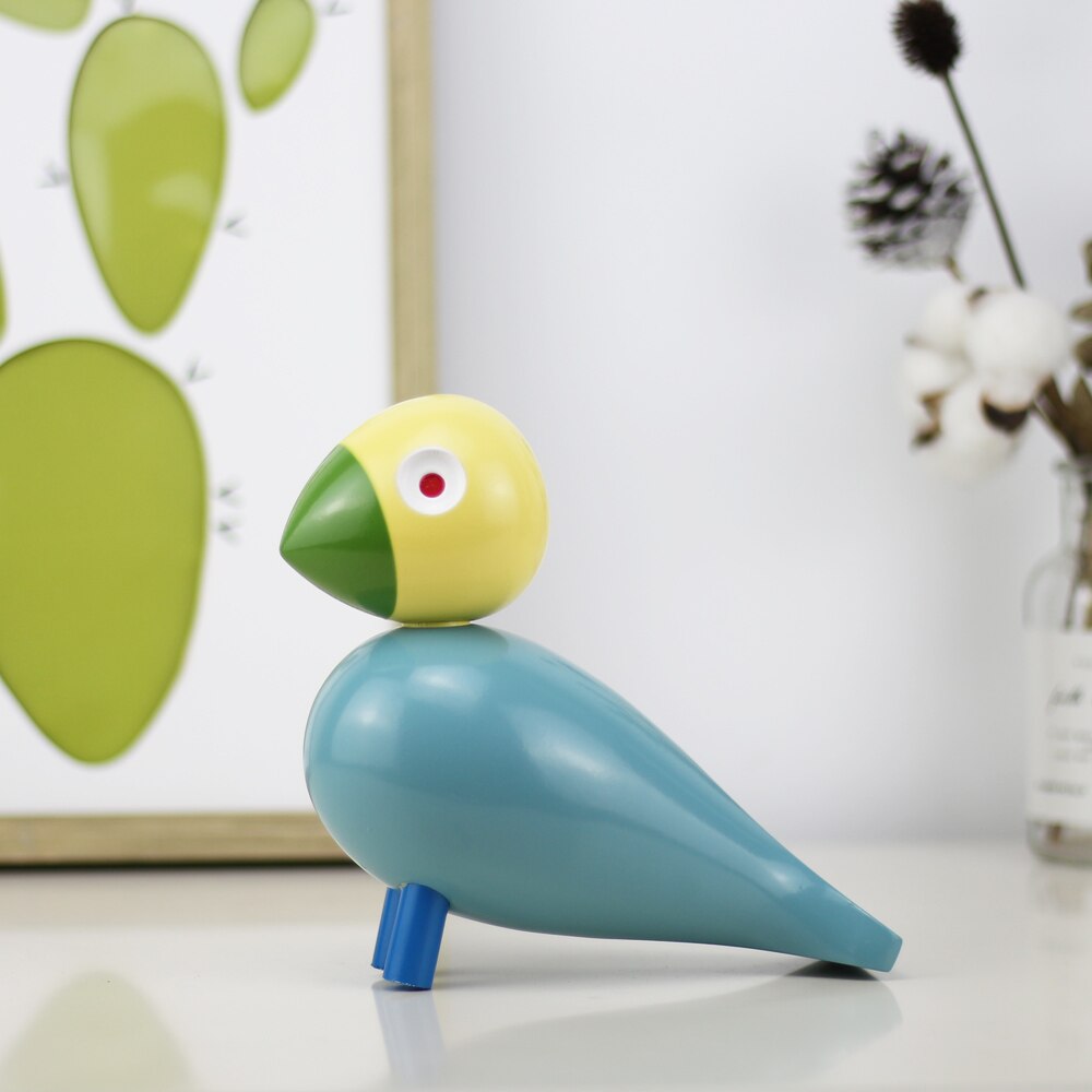 Nordique danemark Figurines d'oiseaux en bois Sculpture sur bois marionnette coloré peint Sculpture Figure animaux ornements pour la décoration de la maison: Green