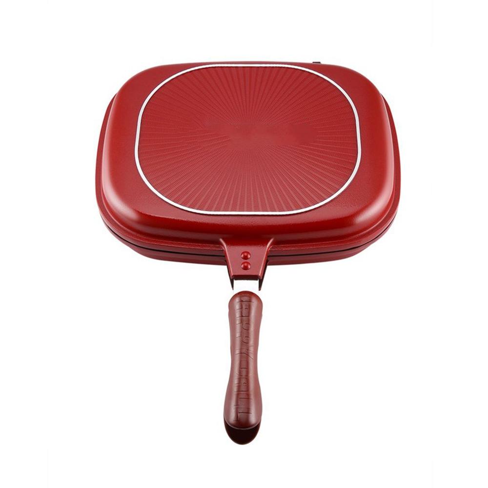 Sartén de doble cara, utensilio antiadherente para barbacoa, utensilios de cocina estable y duradero y confiable, adecuado para el hogar al aire libre